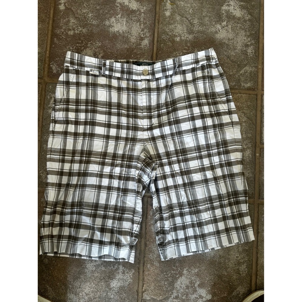 Lauren Ralph Lauren Active Brown White Plaid Shorts Womens 12 Stretch Cotton